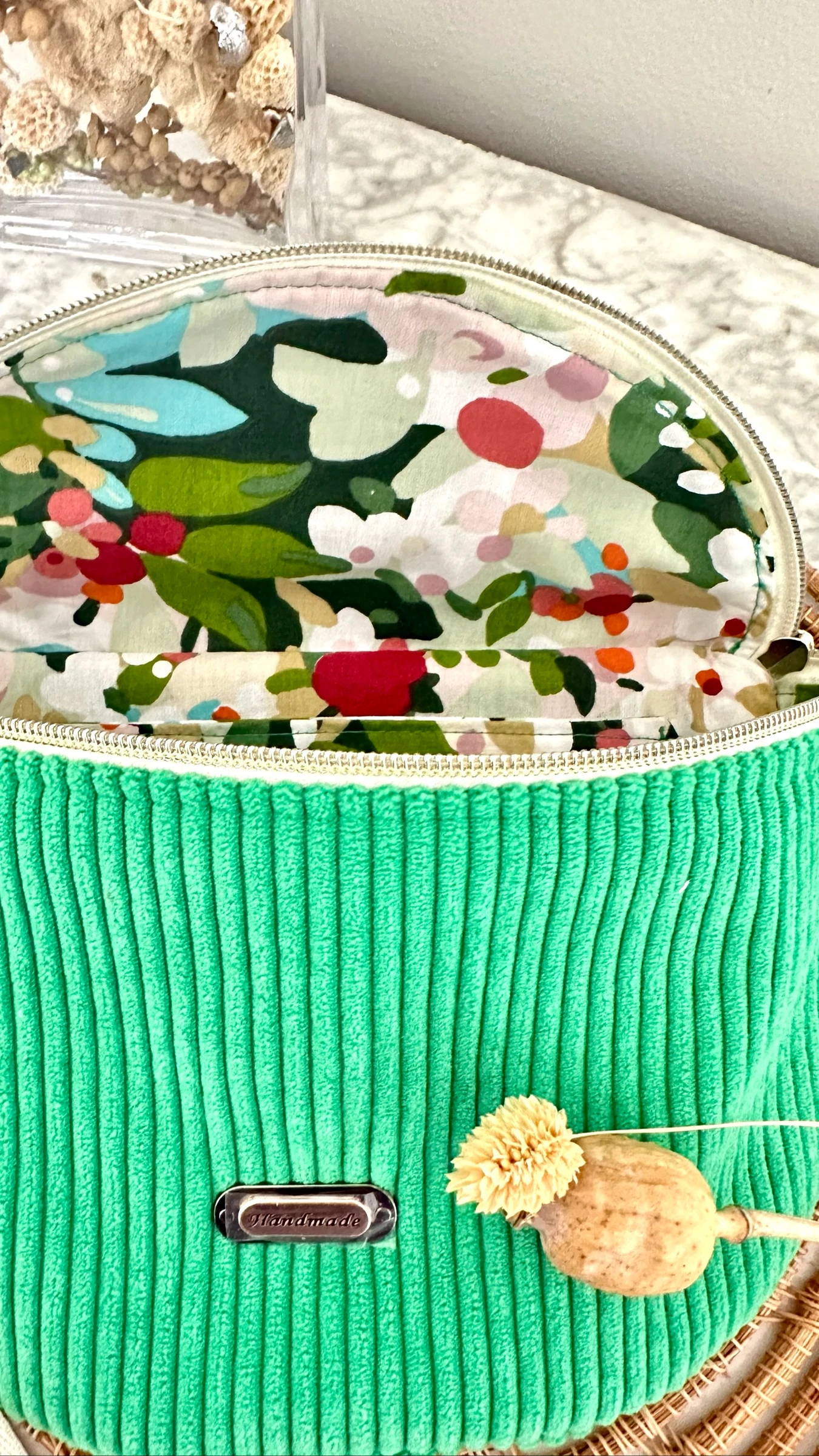 Bolsa transversal de veludo verde prado – photo 2